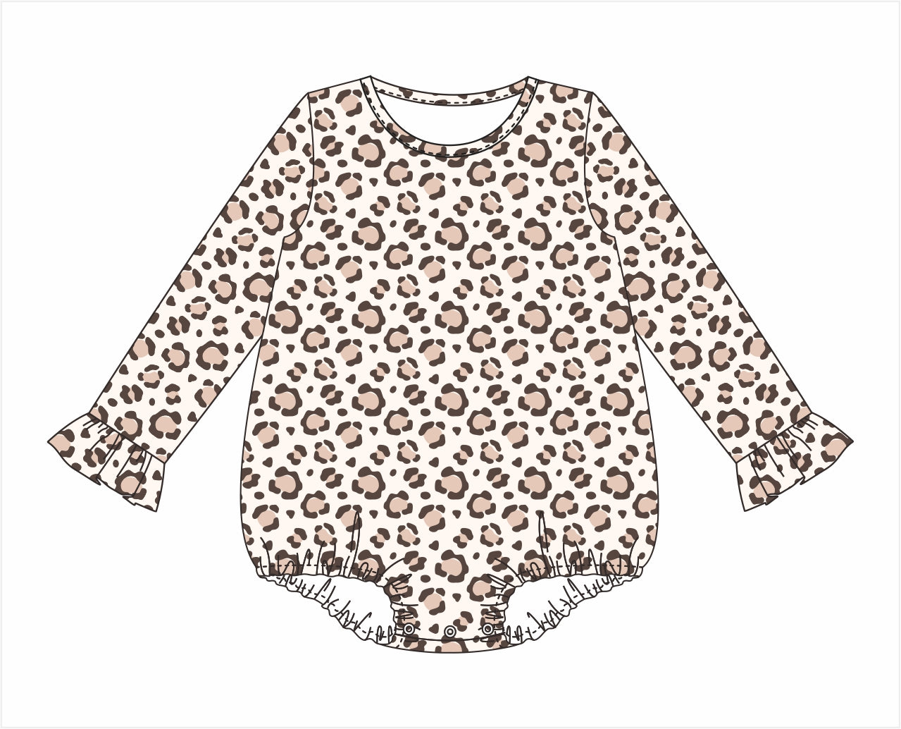 LONG SLEEVE RUFFLE LEOPARD BUBBLE