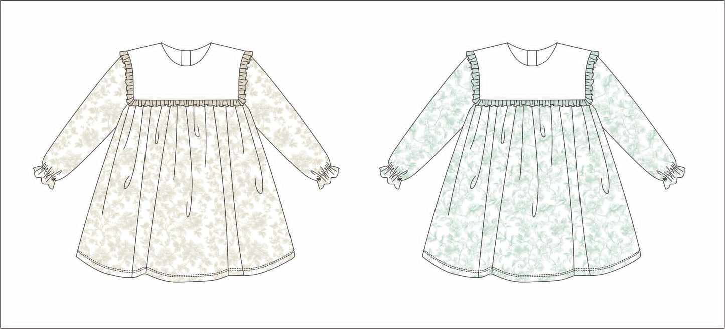 LS COLLARED FRENCH TOILE DRESS
