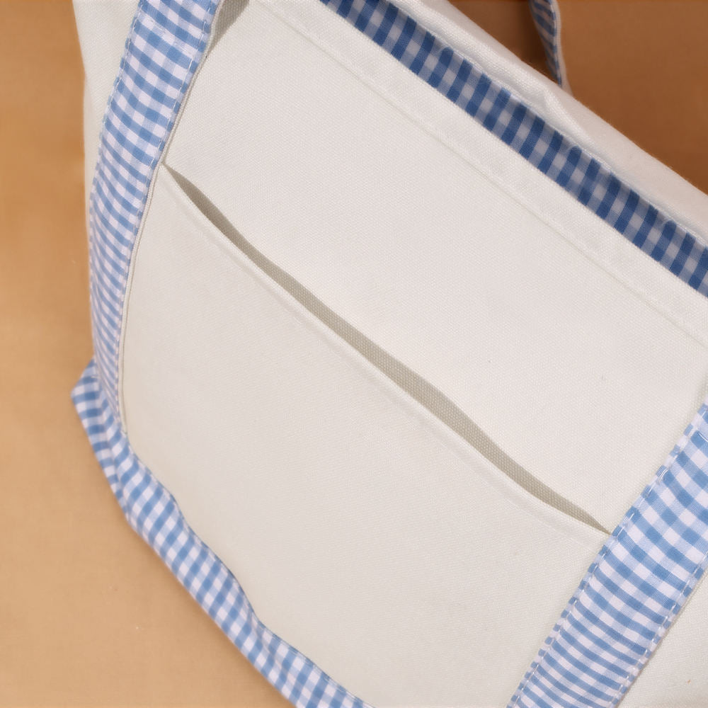 Gingham Trim Everyday Tote Bags