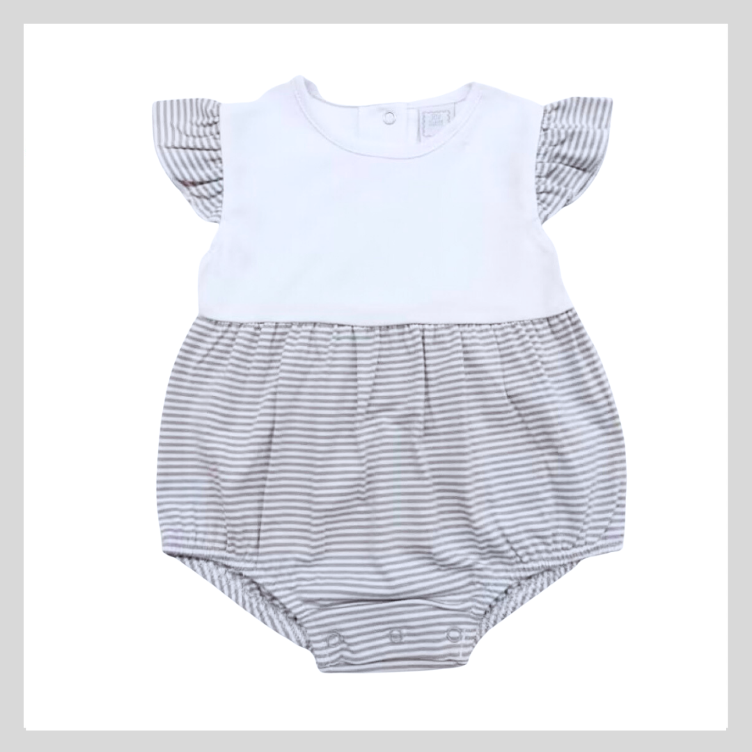 STRIPE FLUTTER SLEEVE BABY BUBBLE