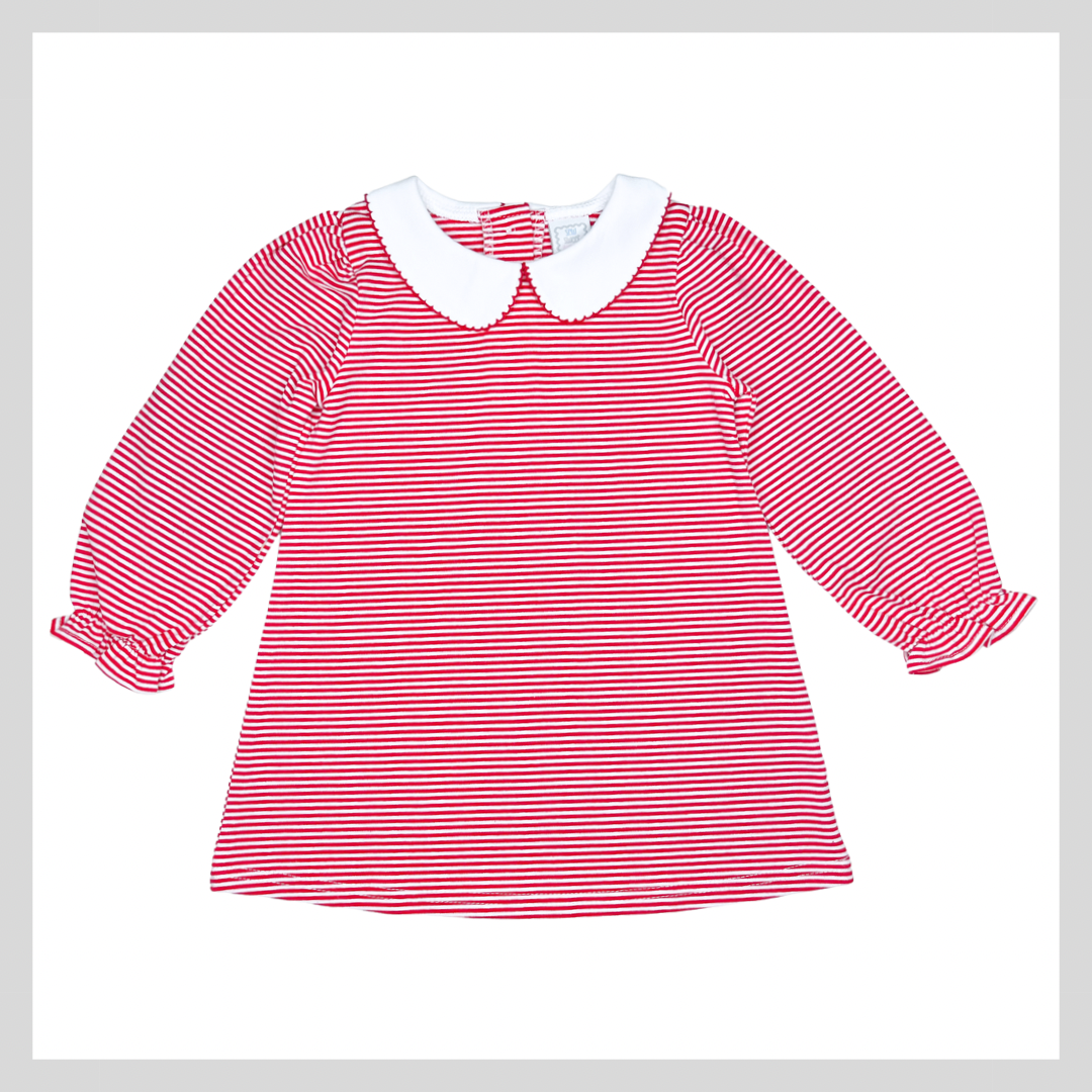 LONG SLEEVE COLLARED STRIPED DRESS
