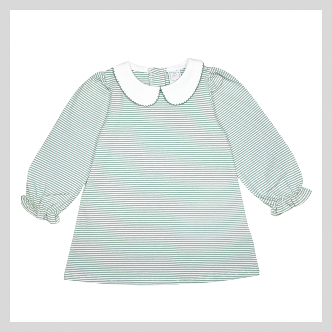 LONG SLEEVE COLLARED STRIPED DRESS