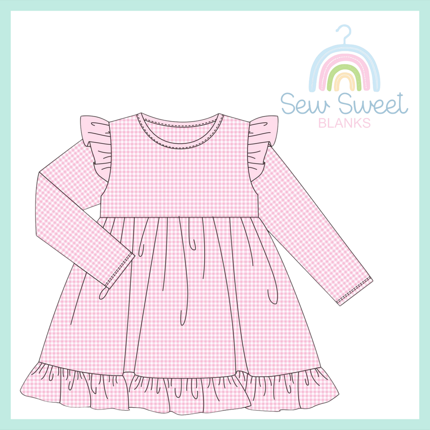 PINK GIRL RUFFLE LONG SLEEVE DRESS