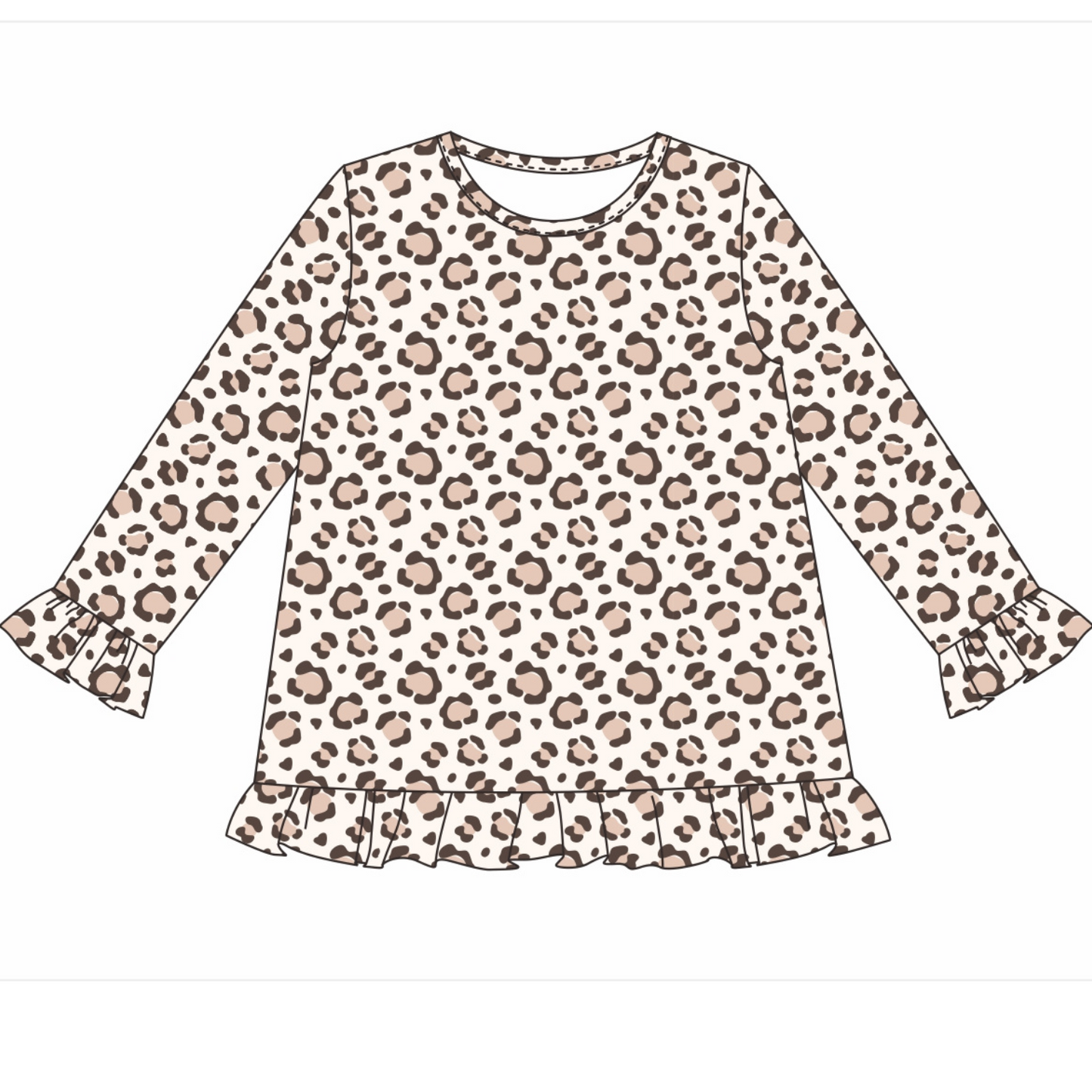 LONG SLEEVE RUFFLE LEOPARD SHIRT
