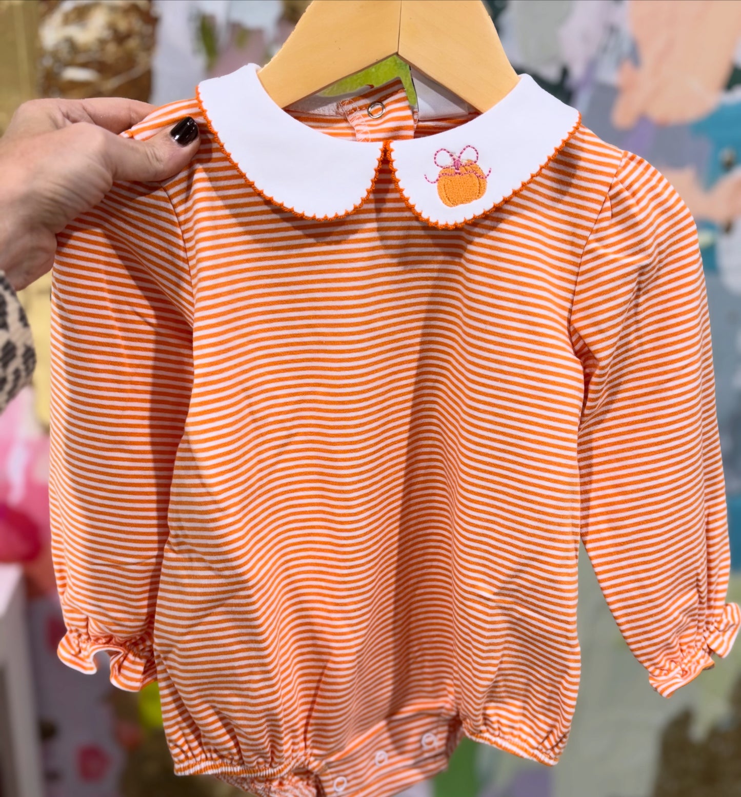 LONG SLEEVE COLLARED STRIPED BABY BUBBLE