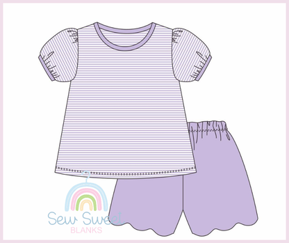 Stripe Scalloped Shirt/Short Set