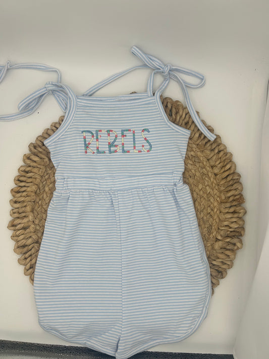 STRIPE TIE STRAP ROMPER