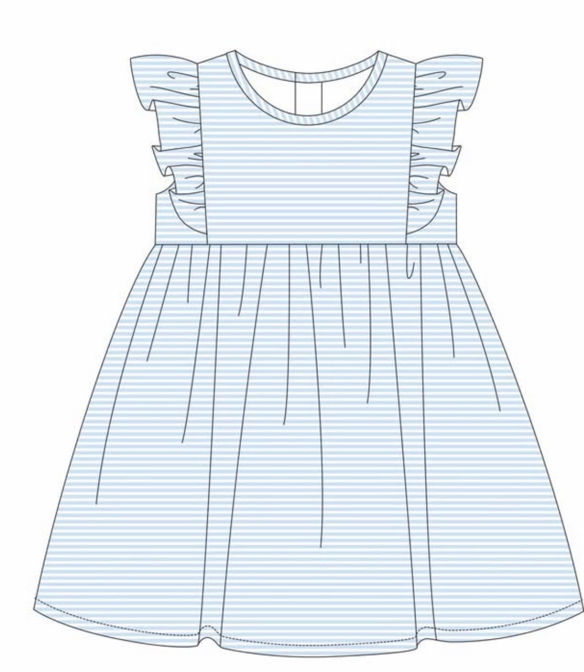 NEW RUFFLE SLEEVE STRIPED DRESS