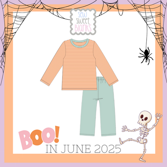 LONG SLEEVE ORANGE STRIPE TEE SAGE PANTS SET