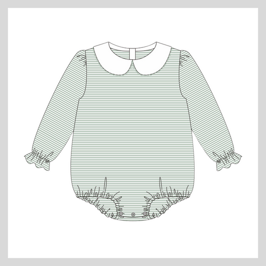 COLLARED LS SAGE STRIPED BUBBLE