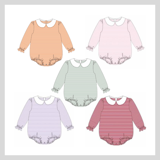 LONG SLEEVE COLLARED STRIPED BABY BUBBLE ALL COLORS