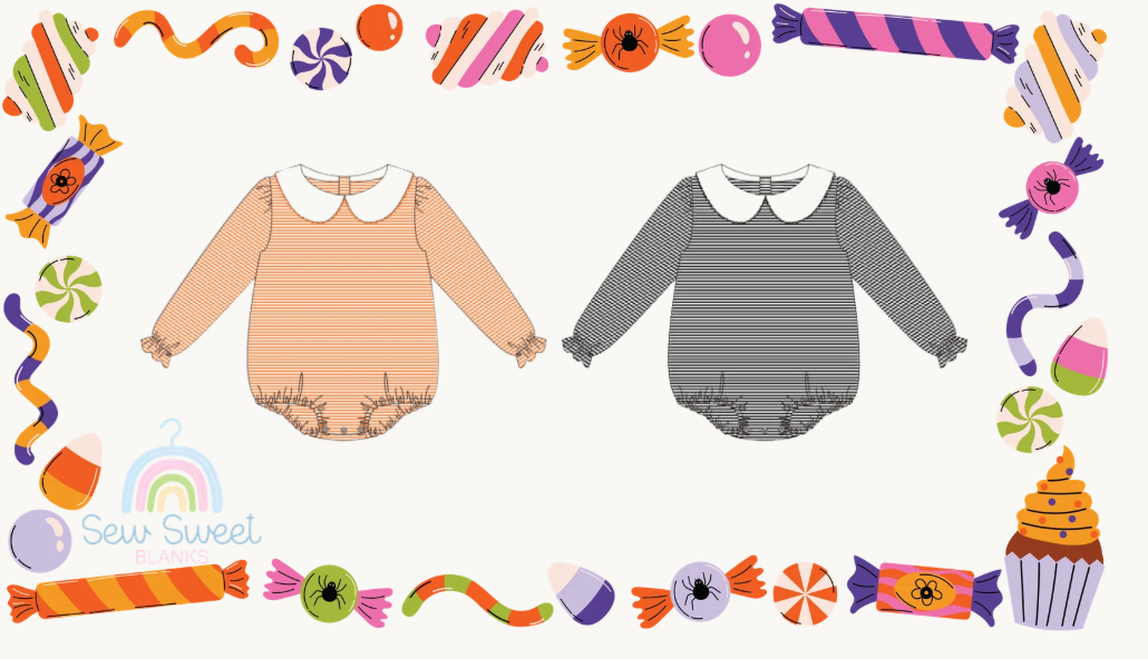 (PREORDER-BOO IN JUNE) COLLARED STRIPE LONG SLEEVE BUBBLE