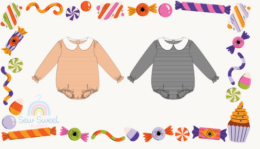 (PREORDER-BOO IN JUNE) COLLARED STRIPE LONG SLEEVE BUBBLE
