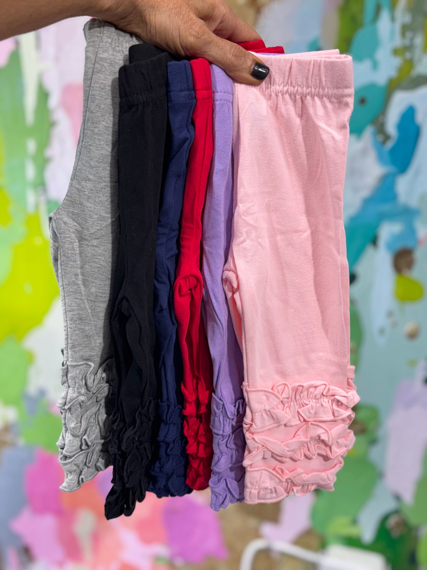 SOLID TRIPLE RUFFLE LEGGINGS