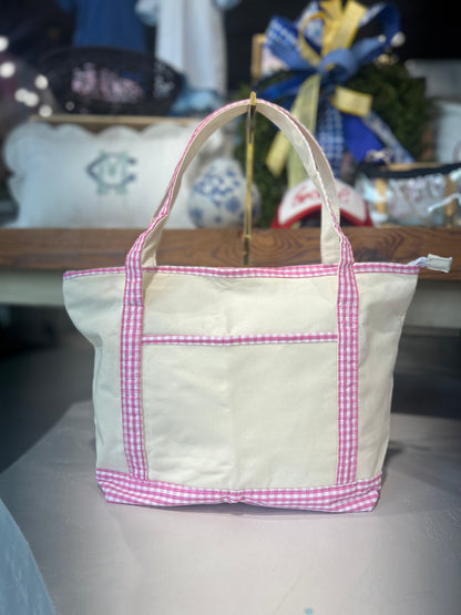 Gingham Trim Everyday Tote Bags