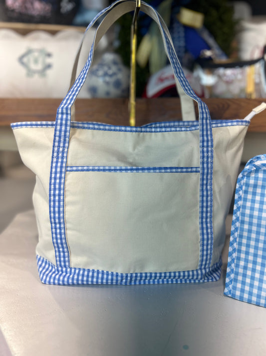 Gingham Trim Everyday Tote Bags