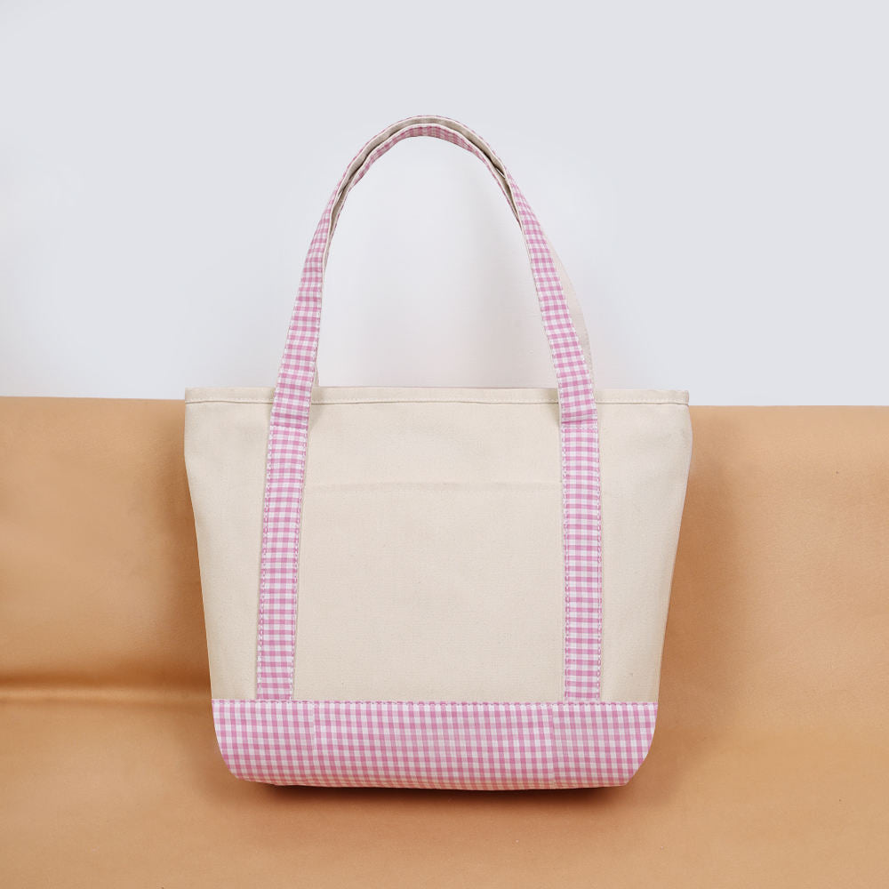 Gingham Trim Everyday Tote Bags