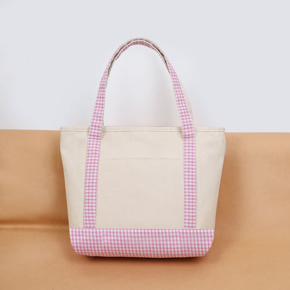 Gingham Trim Everyday Tote Bags