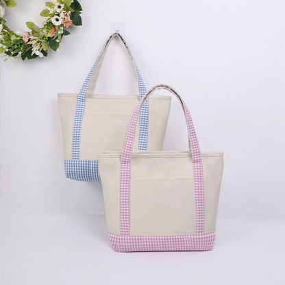 Gingham Trim Everyday Tote Bags