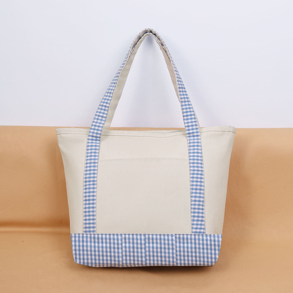 Gingham Trim Everyday Tote Bags