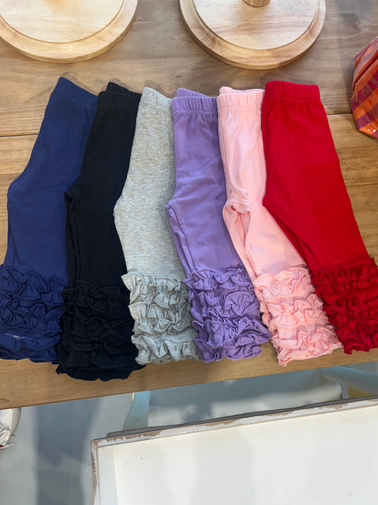 SOLID TRIPLE RUFFLE LEGGINGS