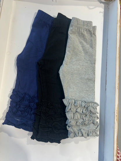 SOLID TRIPLE RUFFLE LEGGINGS