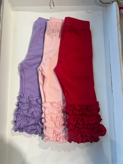 SOLID TRIPLE RUFFLE LEGGINGS