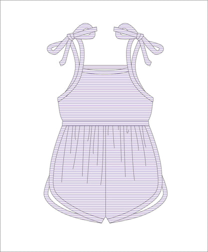 STRIPE TIE STRAP ROMPER