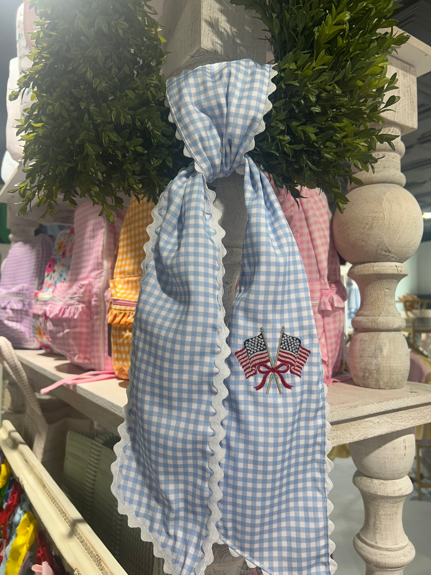 Gingham wreath sash