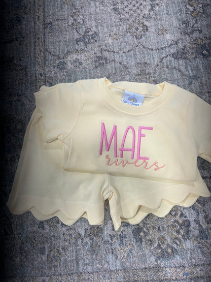 Girl Scalloped Shirt/Short Set