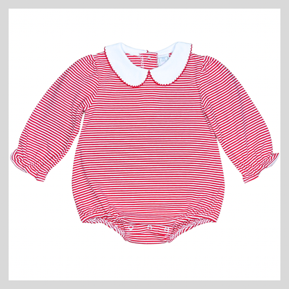 LONG SLEEVE COLLARED STRIPED BABY BUBBLE RED