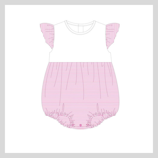 STRIPE FLUTTER SLEEVE BABY BUBBLE