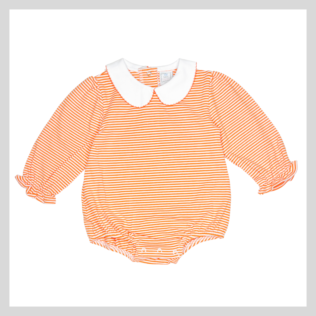 LONG SLEEVE COLLARED STRIPED BABY BUBBLE ORANGE