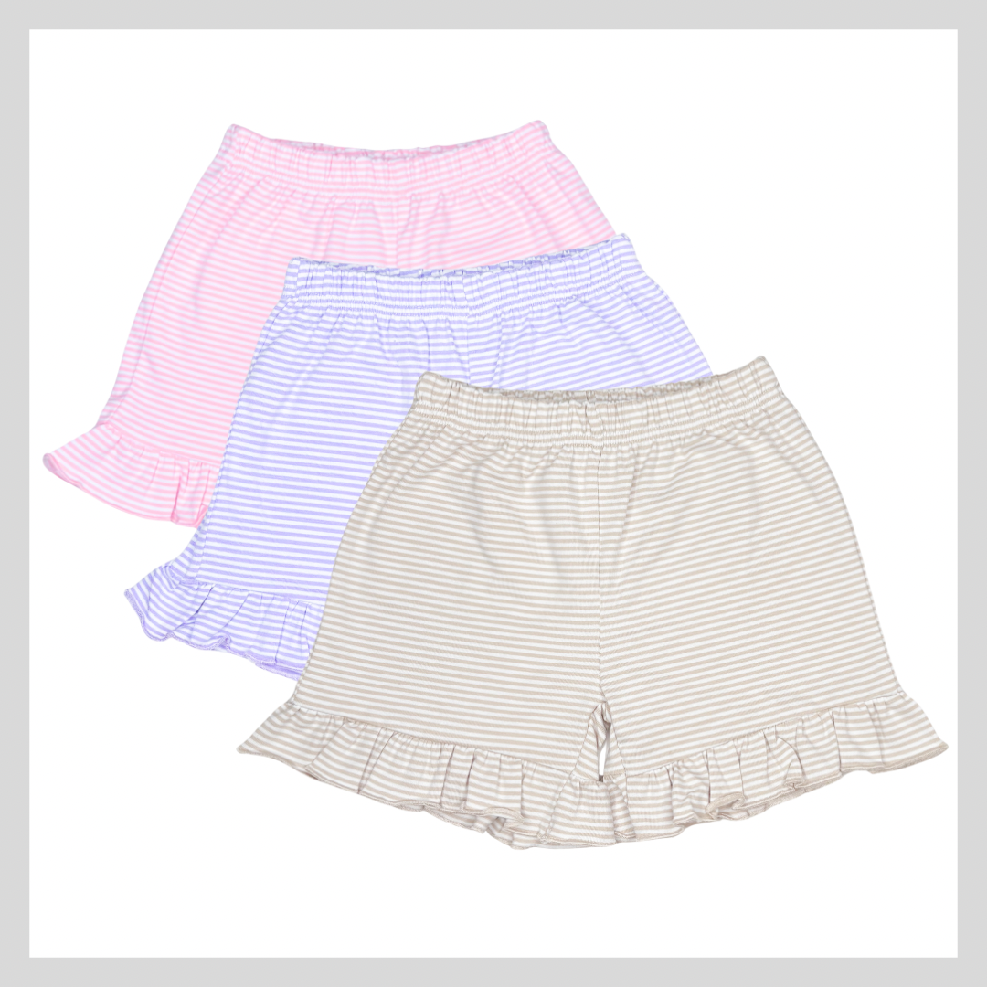 STRIPED RUFFLE SHORTS