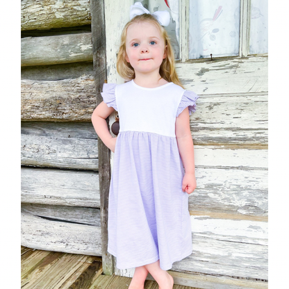 FLUTTER SLEEVE STRIPED DRESS