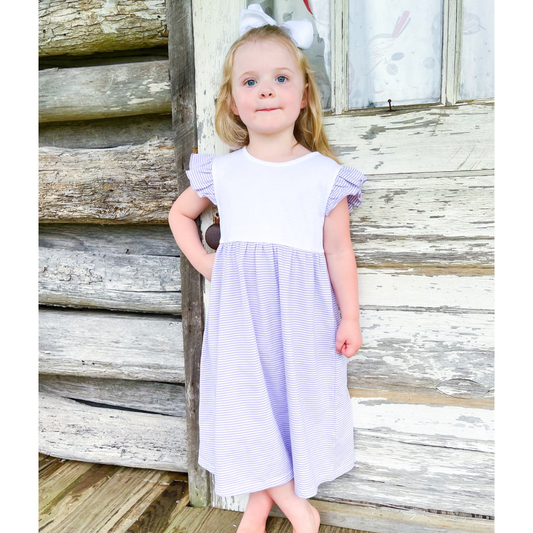 (CONTROL PRE ORDER JAN2ND) FLUTTER SLEEVE STRIPED DRESS