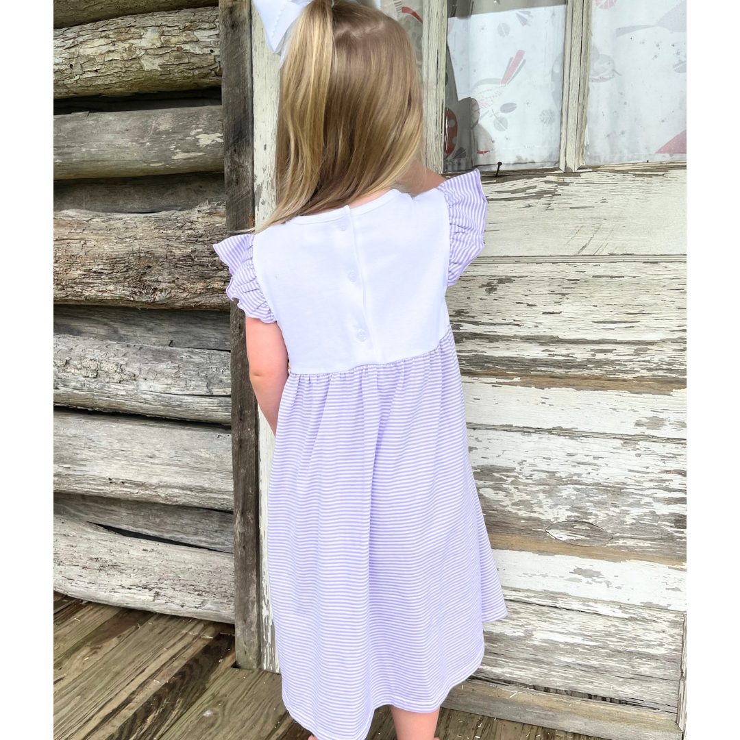 (CONTROL PRE ORDER JAN2ND) FLUTTER SLEEVE STRIPED DRESS