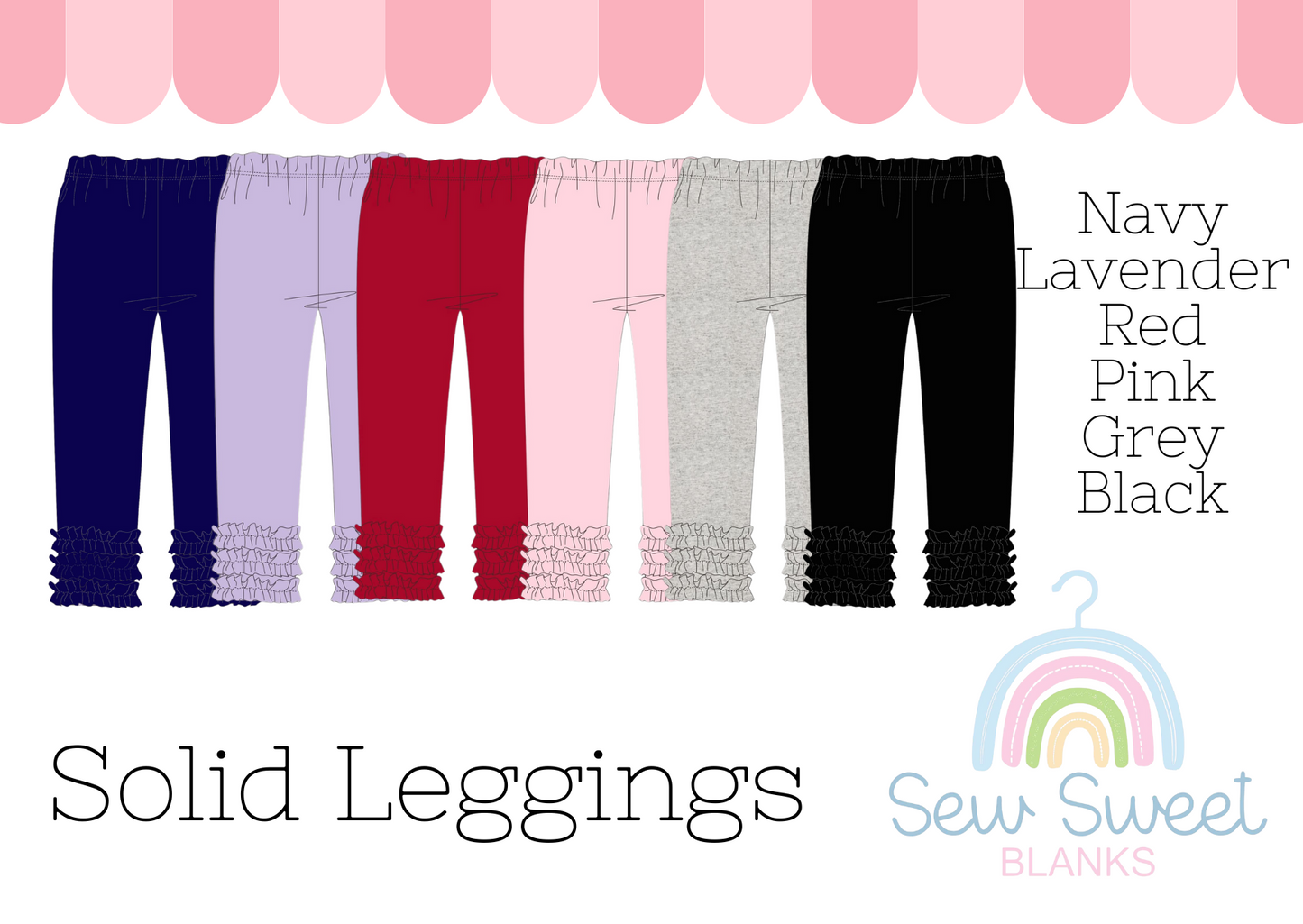 (PRE-ORDER) SOLID TRIPLE RUFFLE LEGGINGS