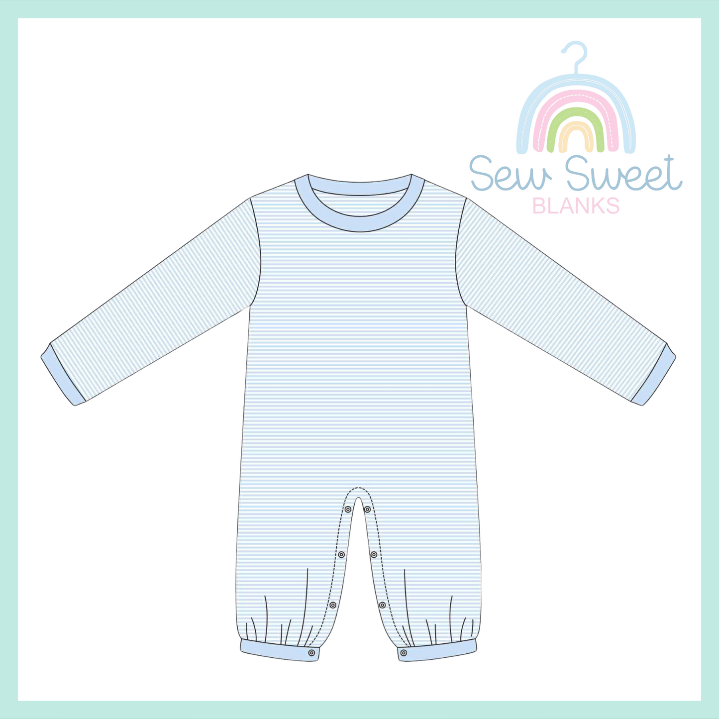 BOY LONG SLEEVE ROMPER -LIGHT BLUE STRIPE