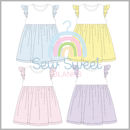 FLUTTER SLEEVE STRIPED DRESS