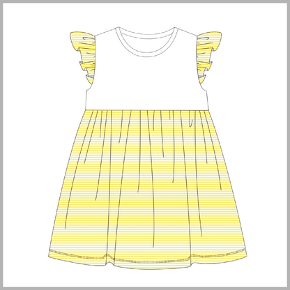 FLUTTER SLEEVE STRIPED DRESS