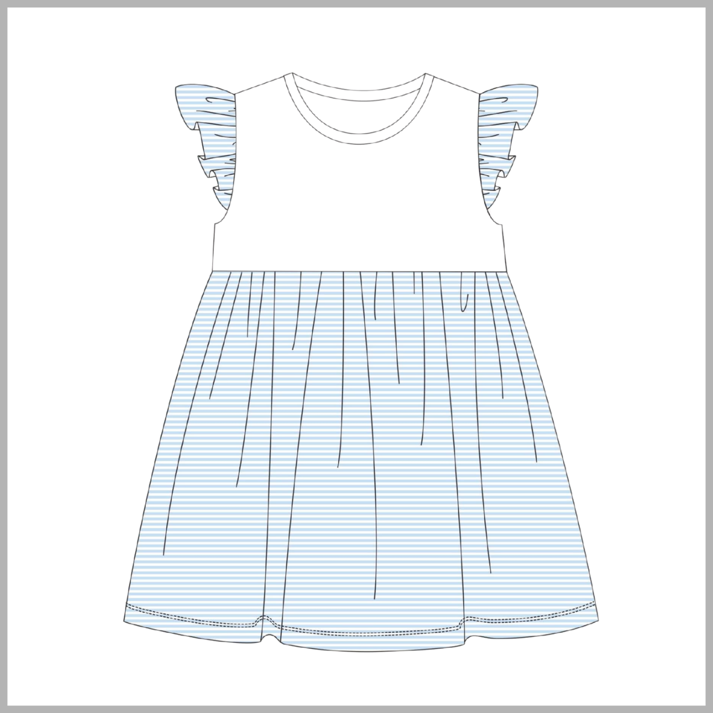 (CONTROL PRE ORDER JAN2ND) FLUTTER SLEEVE STRIPED DRESS