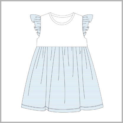 FLUTTER SLEEVE STRIPED DRESS