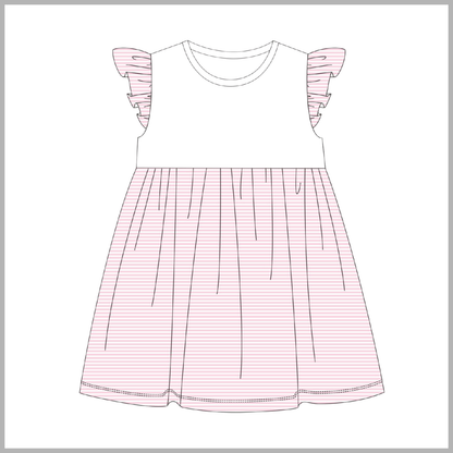 FLUTTER SLEEVE STRIPED DRESS