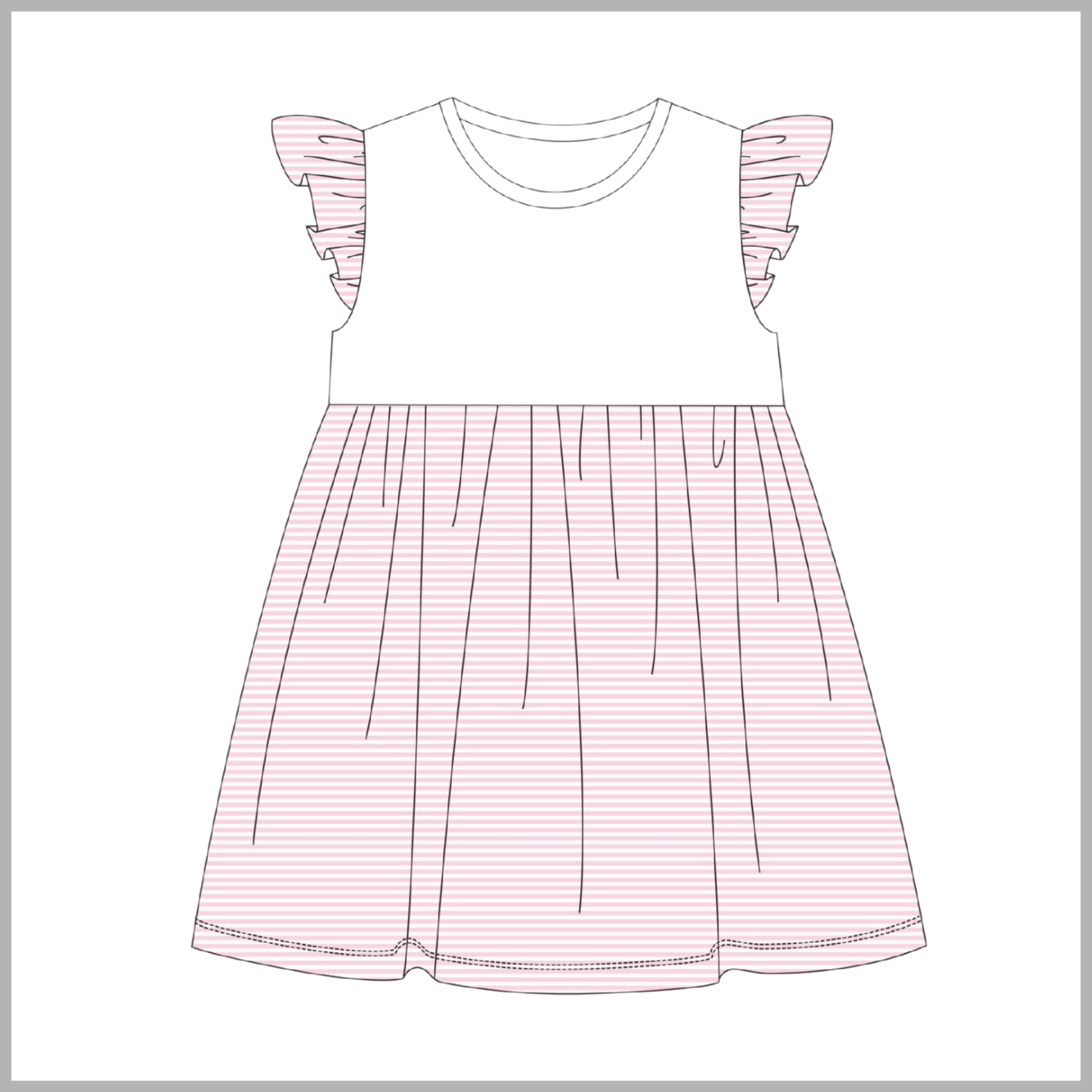 (CONTROL PRE ORDER JAN2ND) FLUTTER SLEEVE STRIPED DRESS