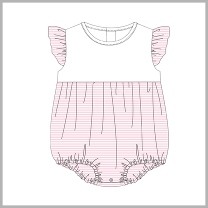 STRIPE FLUTTER SLEEVE BABY BUBBLE