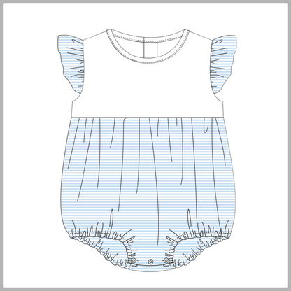 STRIPE FLUTTER SLEEVE BABY BUBBLE