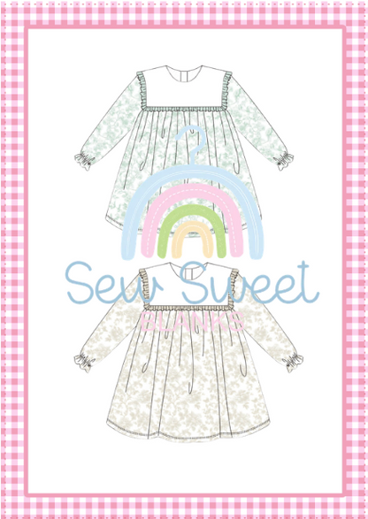 LS COLLARED FRENCH TOILE DRESS