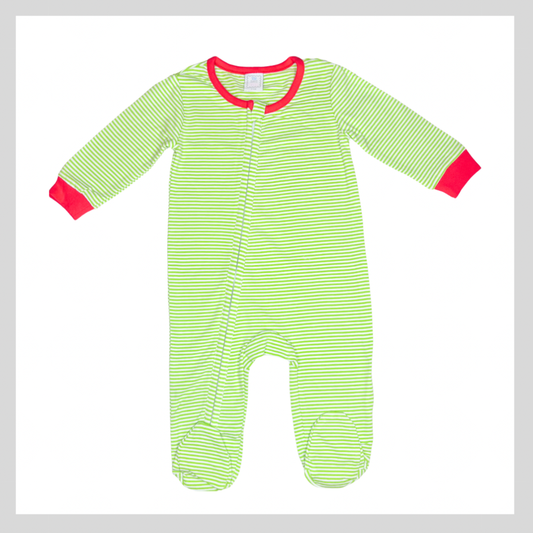 CHRISTMAS UNISEX STRIPED FOOTED PAJAMAS